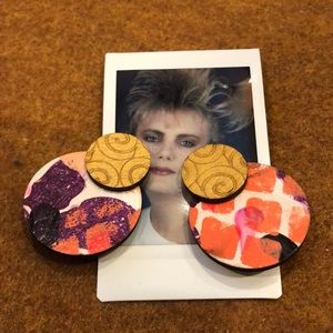 Hand painted wood earrings.